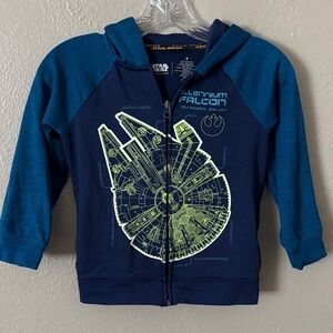 Star Wars Boys Zip Up Hoodie Sweatshirt, Blue, Size 7